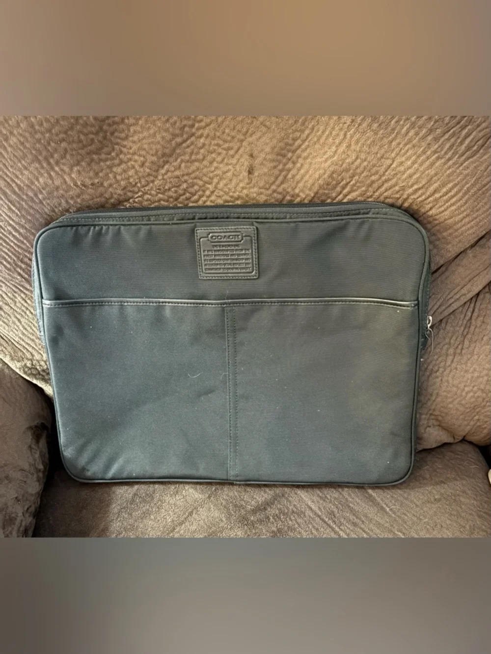 Coach Black Nylon Laptop Bag with Front Slip Pocket. EUC.